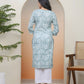 Vaasva Women Mint Cotton Printed Straight Kurti With Pant | Swadesiicart