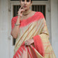 Vishnu Weaves Women's Chiku Raw Silk Saree with Blouse - Swadesiicart