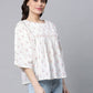 Ahalyaa Off White Pure Cotton Floral Printed Tunic | Swadesiicart