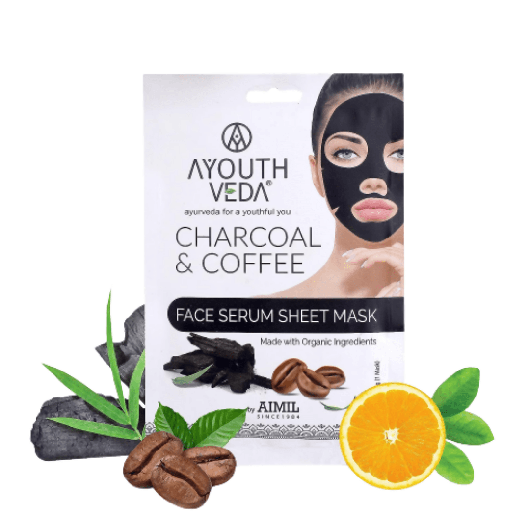 Ayouthveda Charcoal Coffee Face Serum Sheet Mask - Ayouthveda