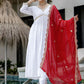 The52 White Women's Gorgeous Embroidered Chanderi Fabric Straight Kurta, Pant and Dupatta Set - Swadesiicart