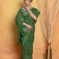 Very Much Indian Handblock Printed Cotton Saree With Natural Dyes - Green | Swadesiicart
