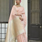 Vishnu Weaves Women's Peach Premium Tussar Silk Saree with Blouse - Swadesiicart