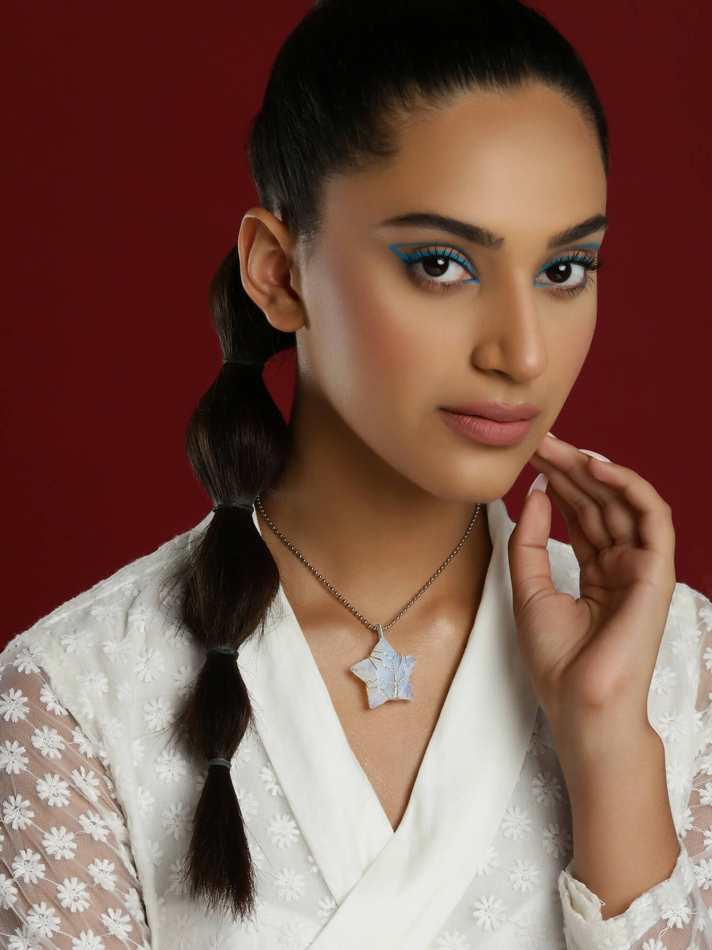 Women's Silver-Toned Blue Silver-Plated Handcrafted Chain - Ruby Raang | Swadesiicart