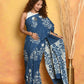Very Much Indian Handblock Printed Cotton Saree With Natural Dyes - Cerulean Blue | Swadesiicart