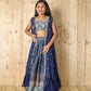 Aayaa Designer Printed Silk Embroidery Kids Lehenga Choli - Blue