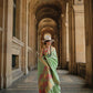 Envy Greensoft Handloom Sik Zari & Thread Work, Contrast Pallu Saree - Rajtex Kube Silk - Swadesiicart