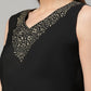 Ahalyaa Women Black Crepe Printed Top Palazzo Set | Swadesiicart