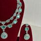 Mint Green American Diamond Two Layer Elegent Necklace Set With Earrings By House of Ree - Swadesiicart