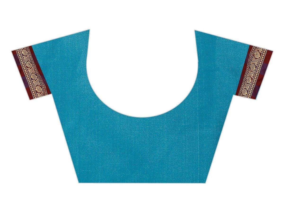 Vamika Banarasi Silk Blue Weaving Saree | Swadesiicart