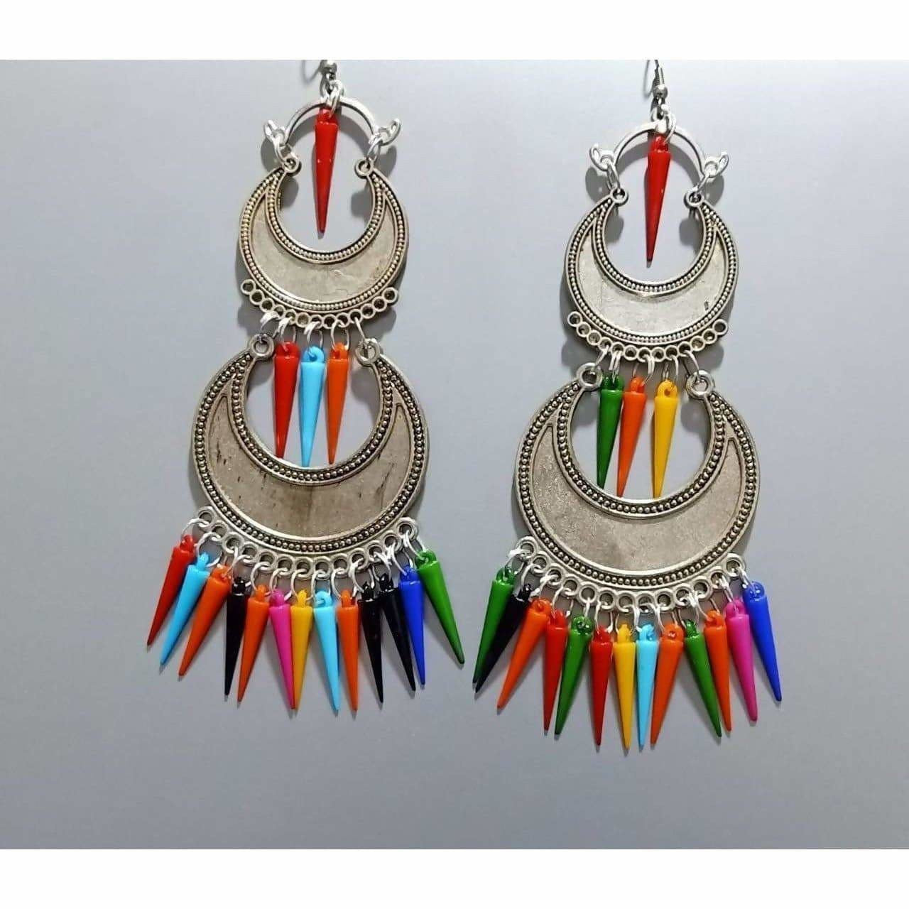MS Fashion India Multi Color Alloy Double Chandbali Earrings | Swadesiicart