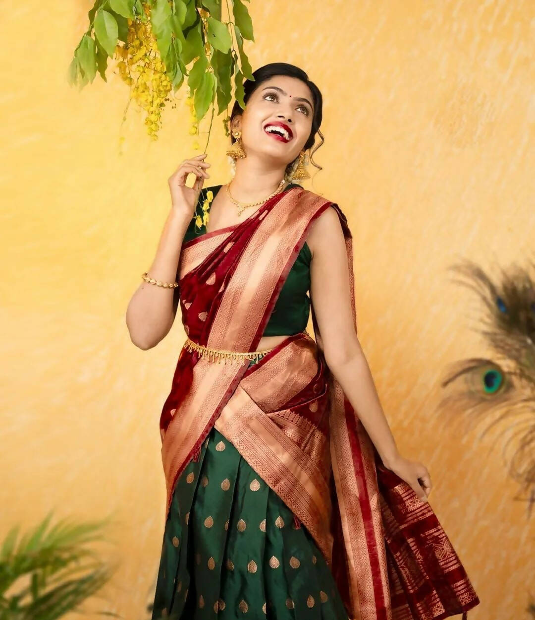 DEIANA'S Beautiful Pure Jari Silk Weaving Lehengha Choli - Green | Swadesiicart