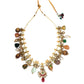 Long Kundan Neckpiece with Earrings with Multi Stones Jewellery Set (Gold) - Ruby Raang - Swadesiicart