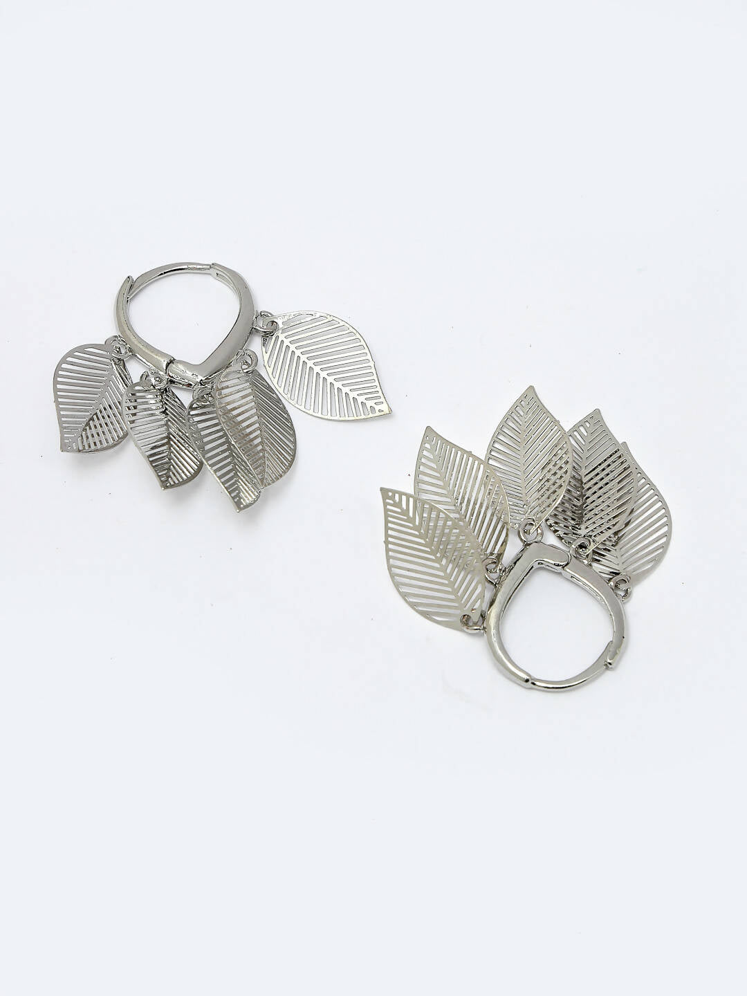 NVR Women Gold-Toned Leaf Shaped Drop Earrings | Swadesiicart