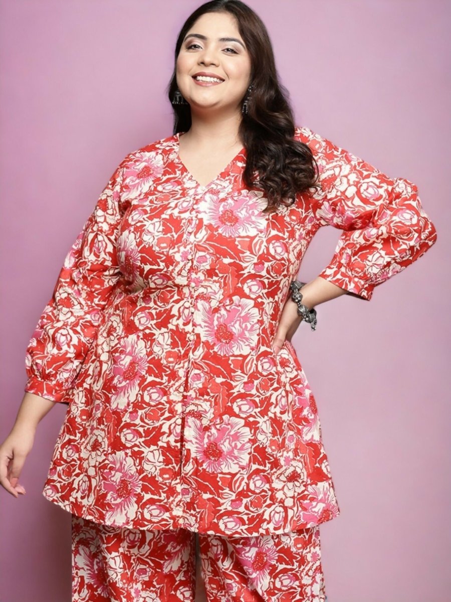 Ahalyaa Women's Traditional wear Tunic - Red | Swadesiicart