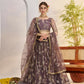 Aastha Fashion Dark Onion Butterfly Net Zari Work And Cotton Thread Work And Sequence Work Embroidery Wedding Wear Lehenga Choli