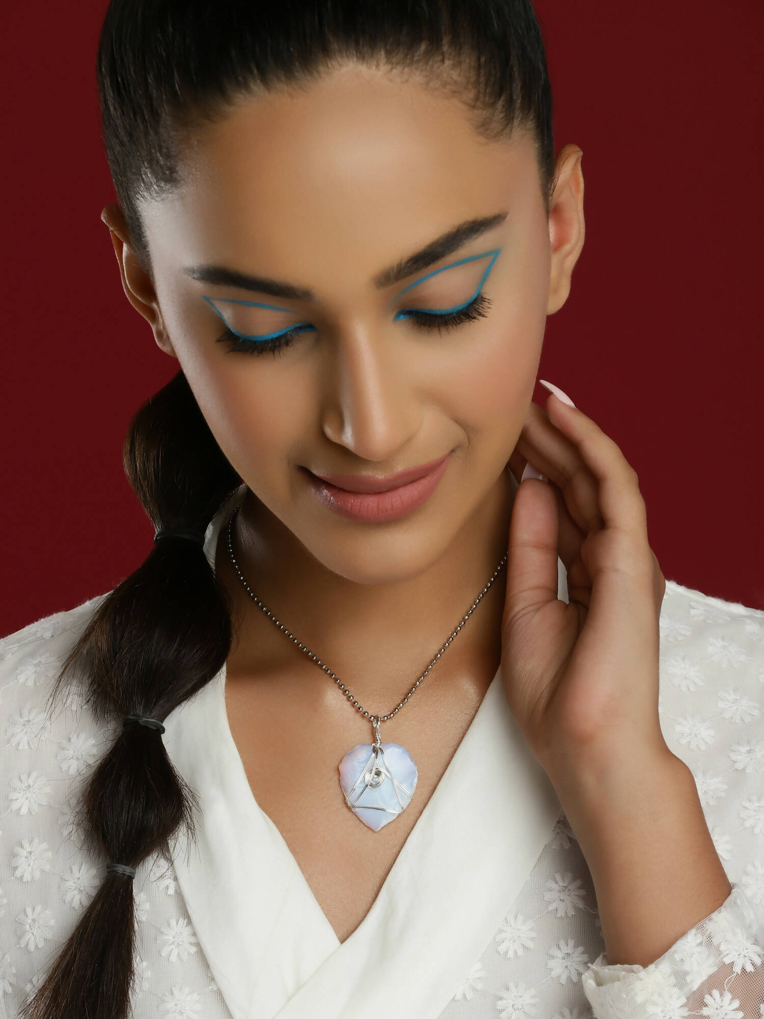Women's Silver-Toned Blue Silver-Plated Handcrafted Chain - Ruby Raang | Swadesiicart
