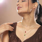 White Pink Brass Gold-Polished Necklace - Ruby Raang | Swadesiicart