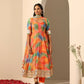Pomcha Jaipur Orange Gul Rangbirangi Anarkali Set | Swadesiicart