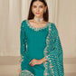 Anaita Turquoise Roman Silk Stitched Suit with Embroidery & Real Mirror Work