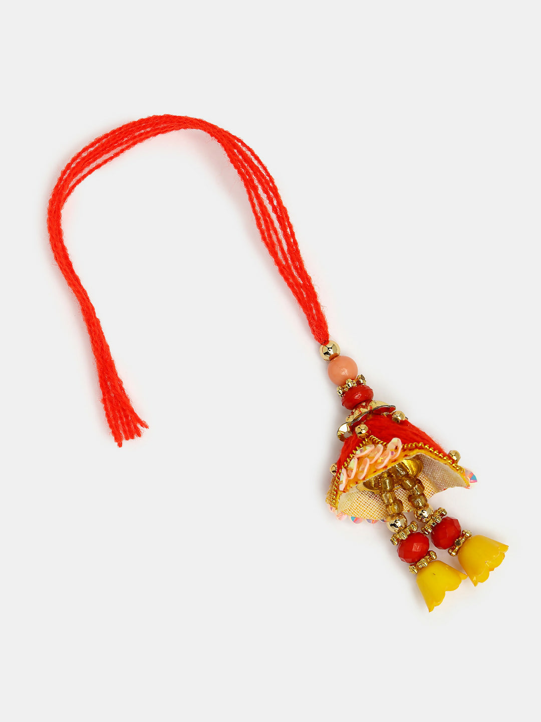 NVR Women & Men Set of 2 Red & Gold-Toned Stone-Studded Bhaiya Bhabhi Rakhi With Roli Chawal | Swadesiicart