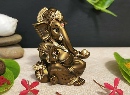 Gold Art India Gaddi Ganesh Idol For Car Dashboard - Swadesiicart