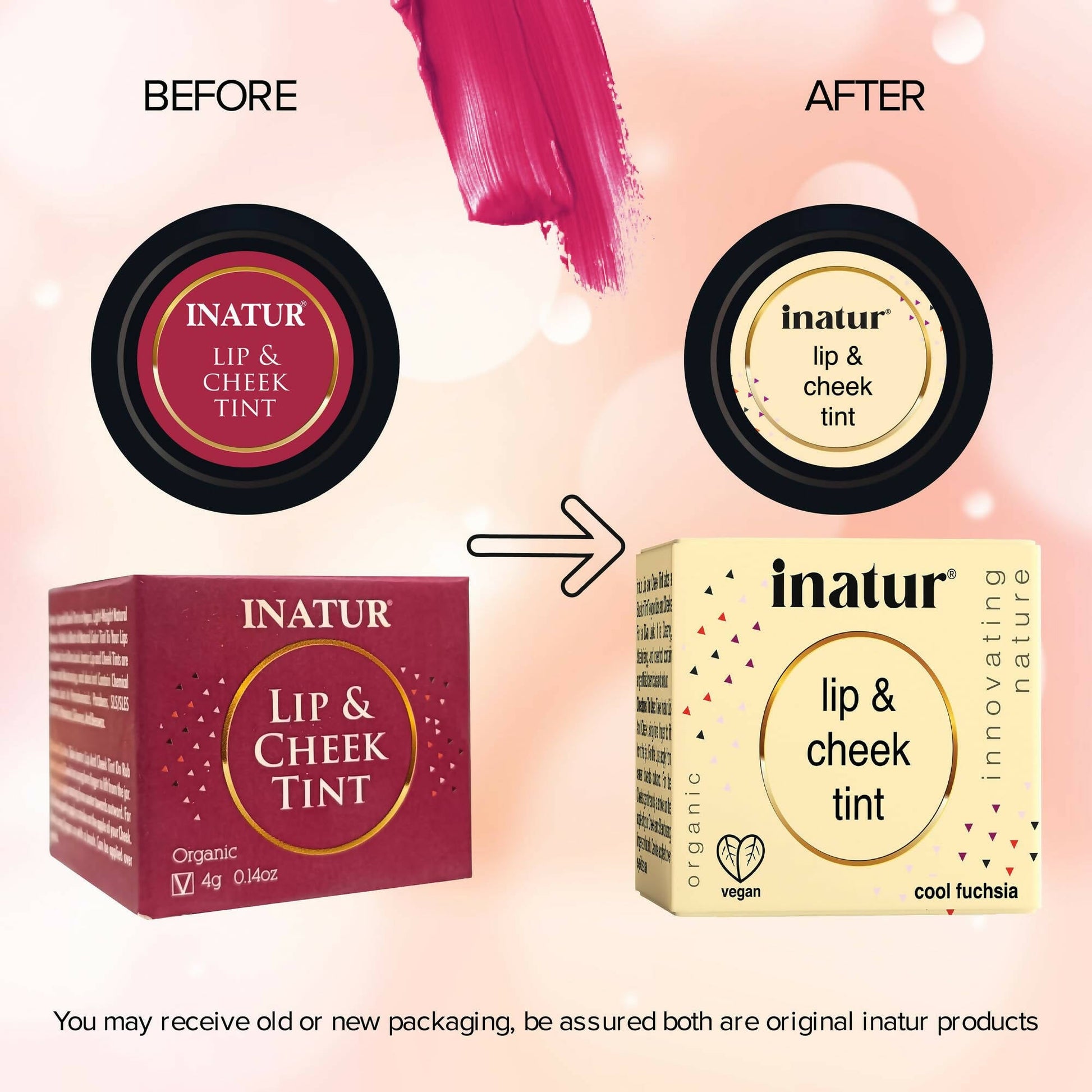 Inatur Lip and Cheek Tint Cool Fushia - Swadesiicart
