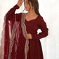 Joban Fashion Maroon Kurta Set Chanderi Sequence Embroidery Work - Swadesiicart
