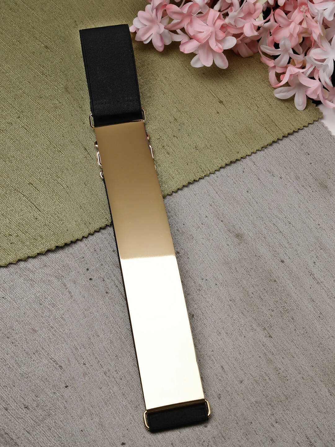 NVR Women Circular Gold-Polished Adjustable Broad Belt | Swadesiicart