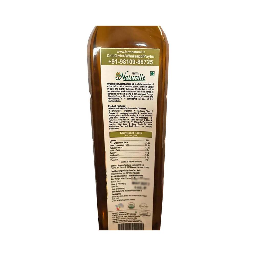 Farm Naturelle Organic Wood Pressed Black Mustard Oil - Swadesiicart