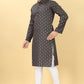 Black Cotton Printed Men's Kurta - Mahotsav