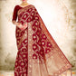 Vardha Maroon Red Woven Zari Jaal Banarasi Saree | Swadesiicart
