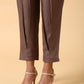 trueBrowns Cotton Linen Burnt Brown Pleated Co-Ord Set - Swadesiicart