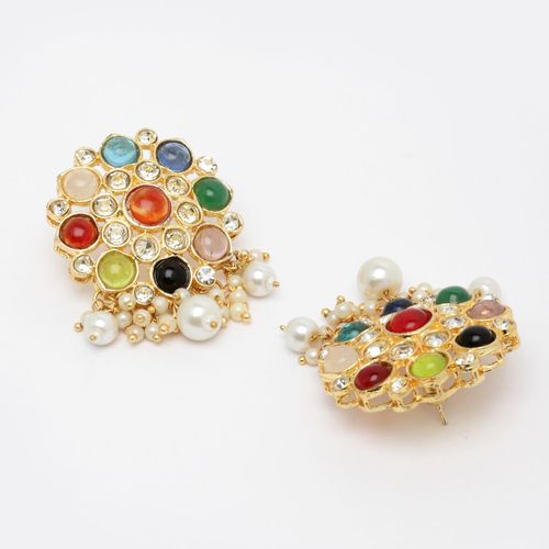 New Stylish Kundan Multicoloured Stud Earrings for Womens by House of Ree | Swadesiicart