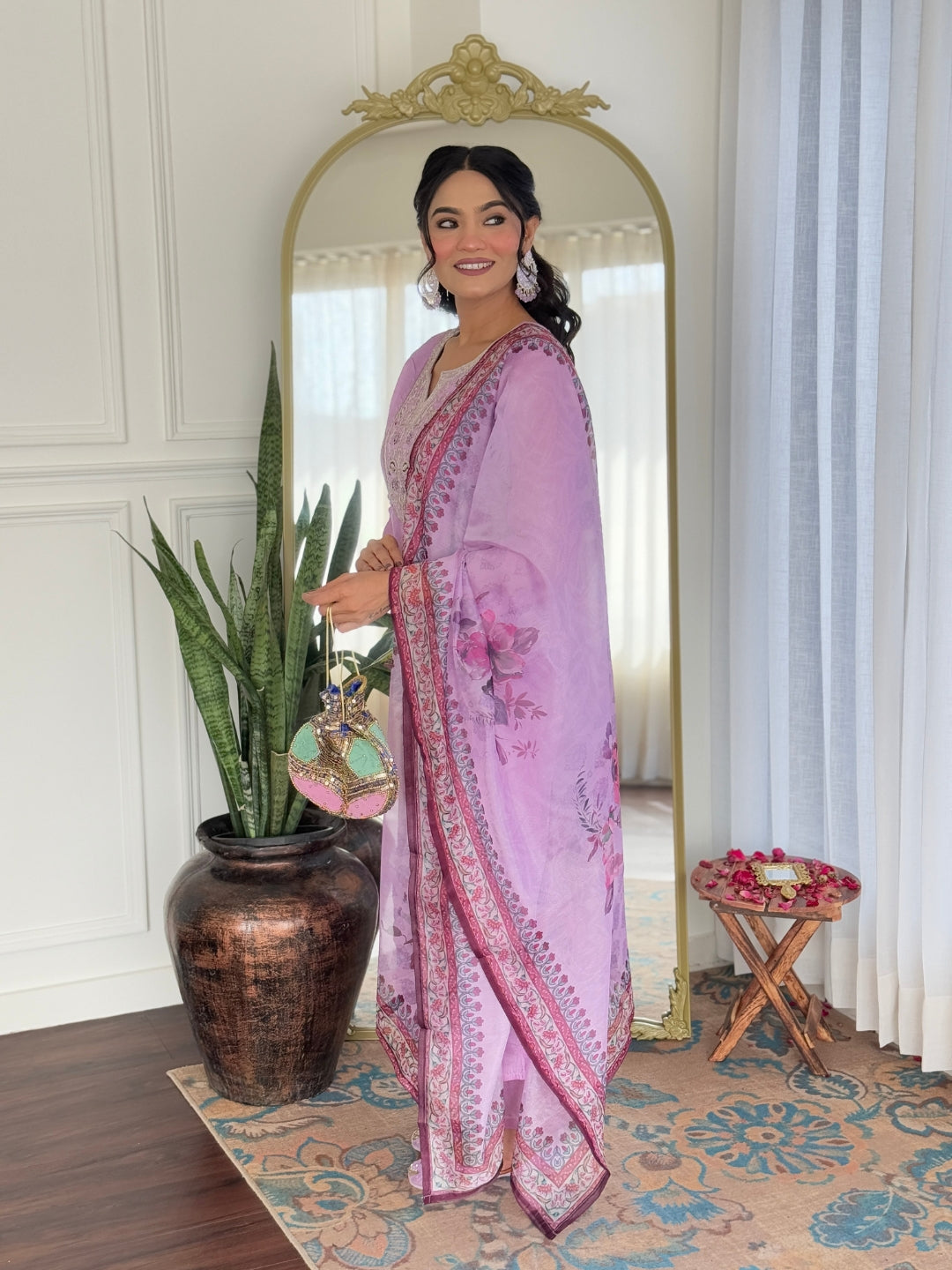 The52 Women's Gorgeous Rayon Embroidery work Straight Kurta with Pant and Dupatta Set - Swadesiicart