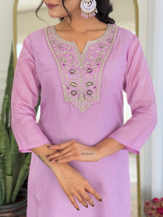 The52 Women's Gorgeous Rayon Embroidery work Straight Kurta with Pant and Dupatta Set - Swadesiicart