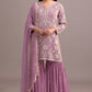 Anaita Pink Embroidered Faux Georgette Sharara Suit