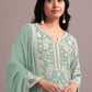 Anaita Green Embroidered Faux Georgette Sharara Suit