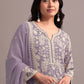 Anaita Purple Embroidered Faux Georgette Sharara Suit