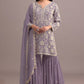 Anaita Purple Embroidered Faux Georgette Sharara Suit