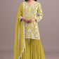 Anaita Yellow Embroidered Faux Georgette Sharara Suit