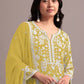 Anaita Yellow Embroidered Faux Georgette Sharara Suit
