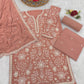 Anaita Peach Embroidered Faux Georgette Sharara Suit