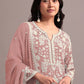 Anaita Peach Embroidered Faux Georgette Sharara Suit