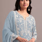 Anaita Sky Blue Embroidered Faux Georgette Sharara Suit