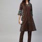 ADA Women Brown & Green Chikankari Embroidered Handloom Kurta with Trousers | Swadesiicart
