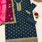 Anaita Navy Blue Embroidered Viscose Patiala Salwar Suit
