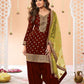 Anaita Maroon Embroidered Viscose Patiala Salwar Suit