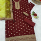 Anaita Maroon Embroidered Viscose Patiala Salwar Suit