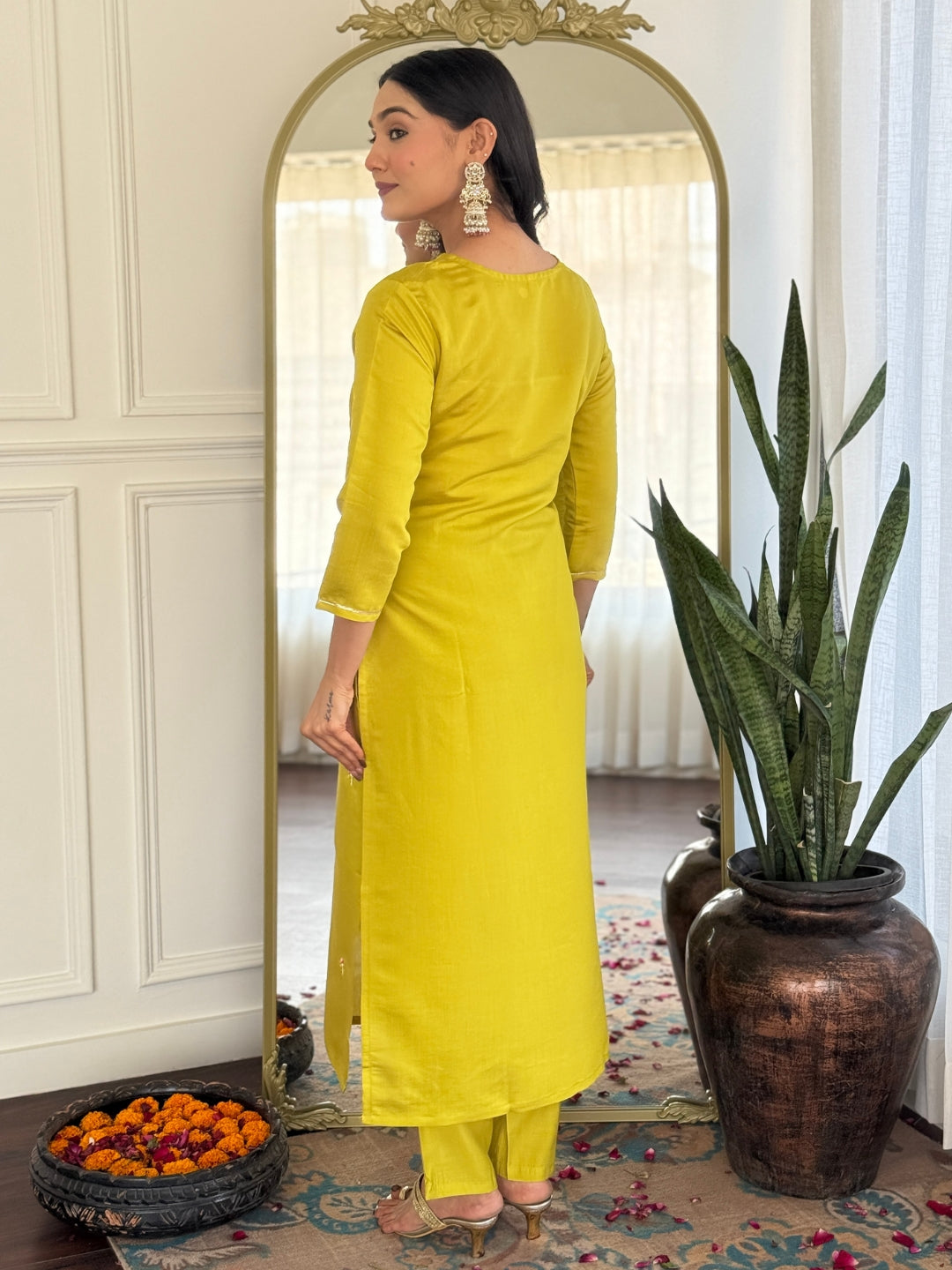 The52 Women's Gorgeous Rayon Embroidery work Straight Kurta with Pant and Dupatta Set - Swadesiicart
